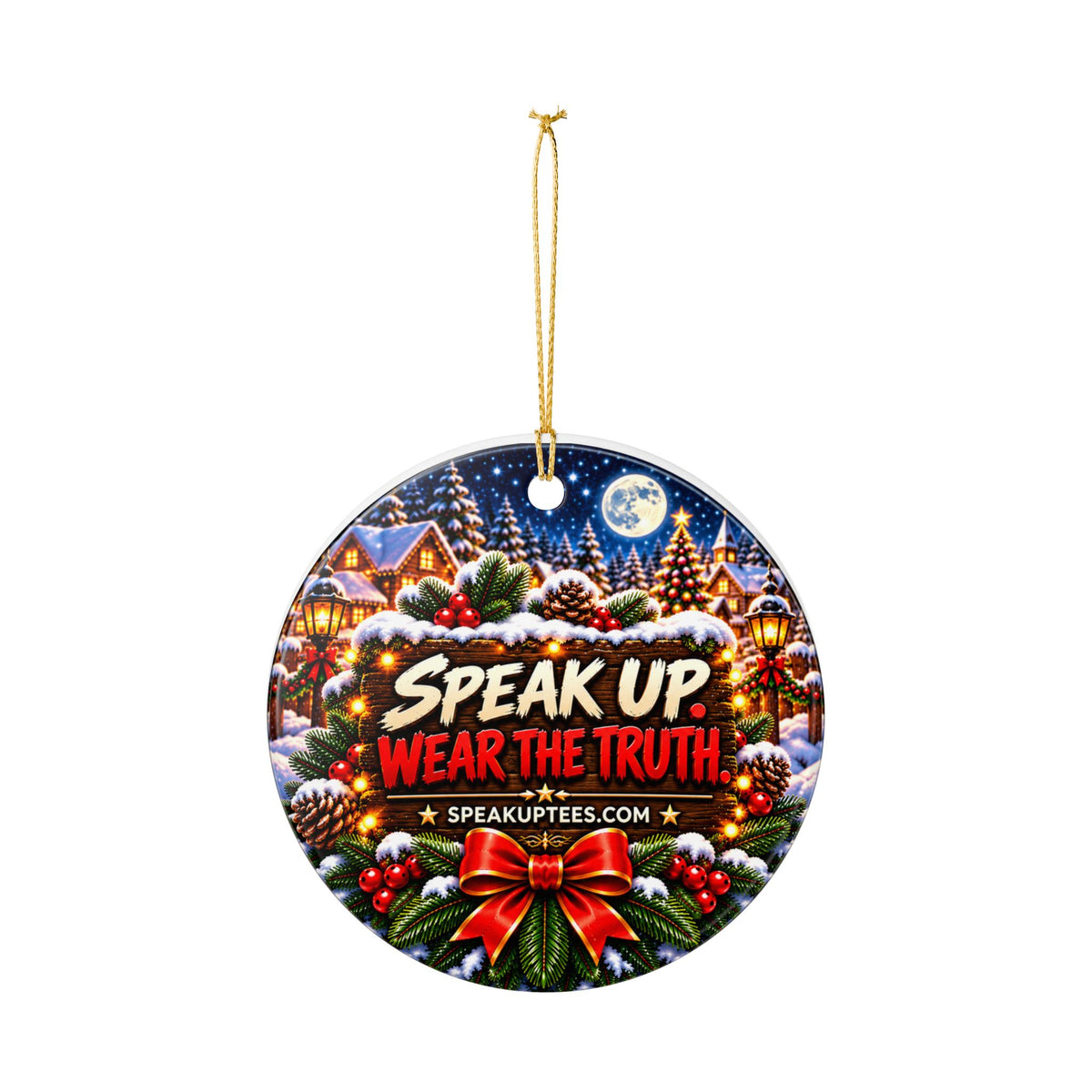 More Truth. Less Lies. Christmas Ceramic Ornament