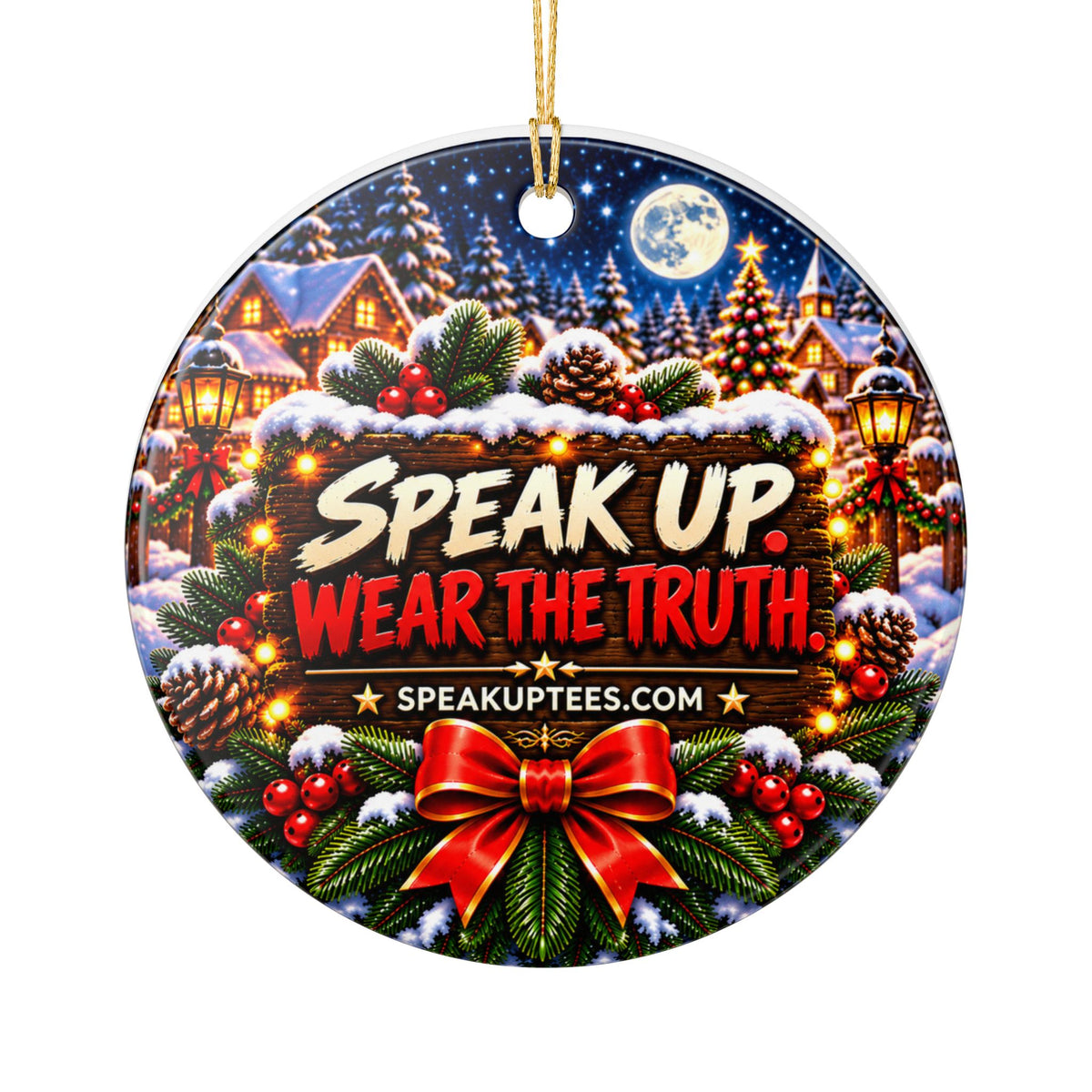 More Truth. Less Lies. Christmas Ceramic Ornament