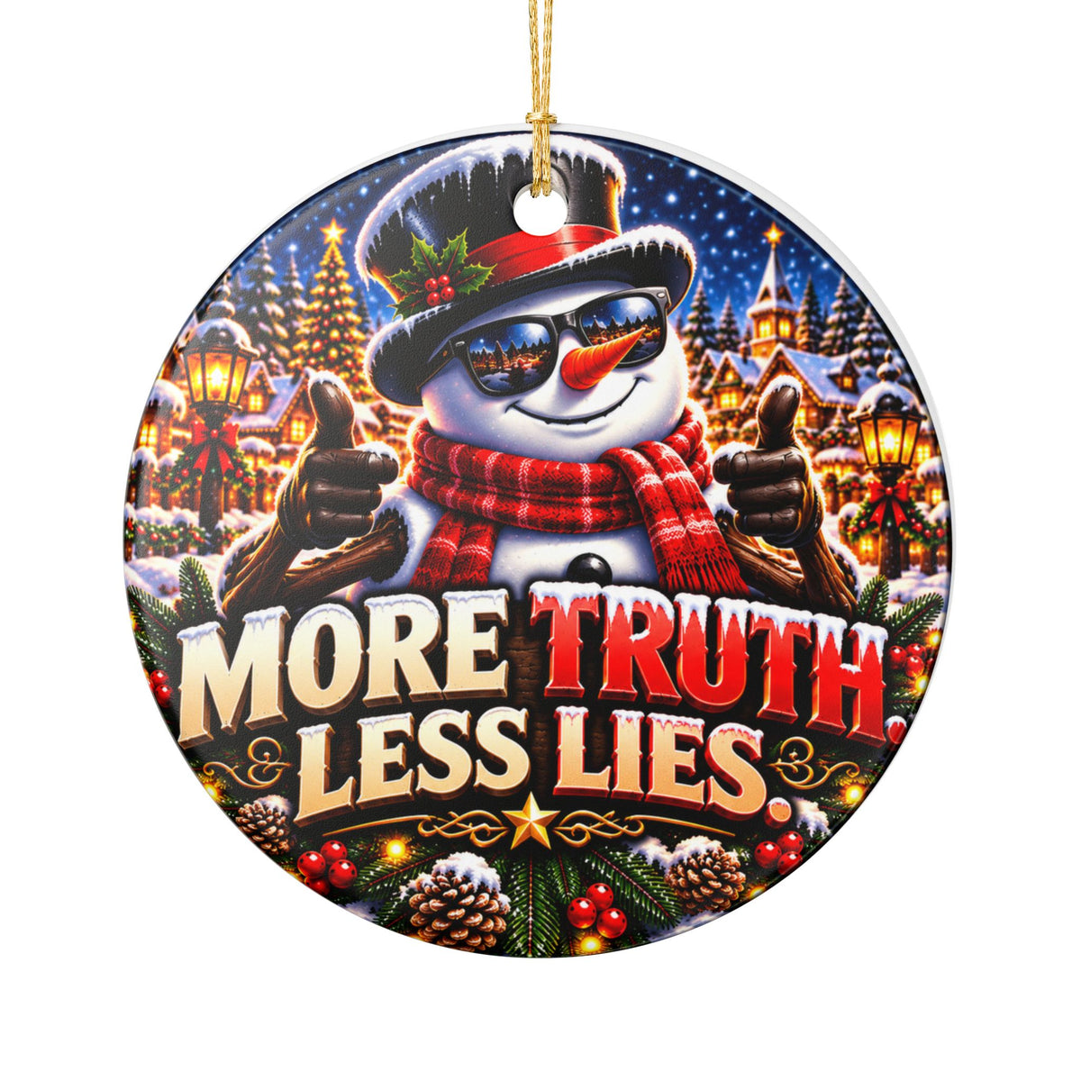 More Truth. Less Lies. Christmas Ceramic Ornament