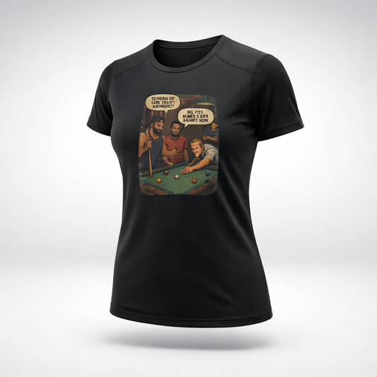 Women's “Not Our Fault Anymore” – Political Satire Pool Hall Tee