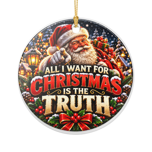 All I Want for Christmas Is the Truth Ceramic Ornament