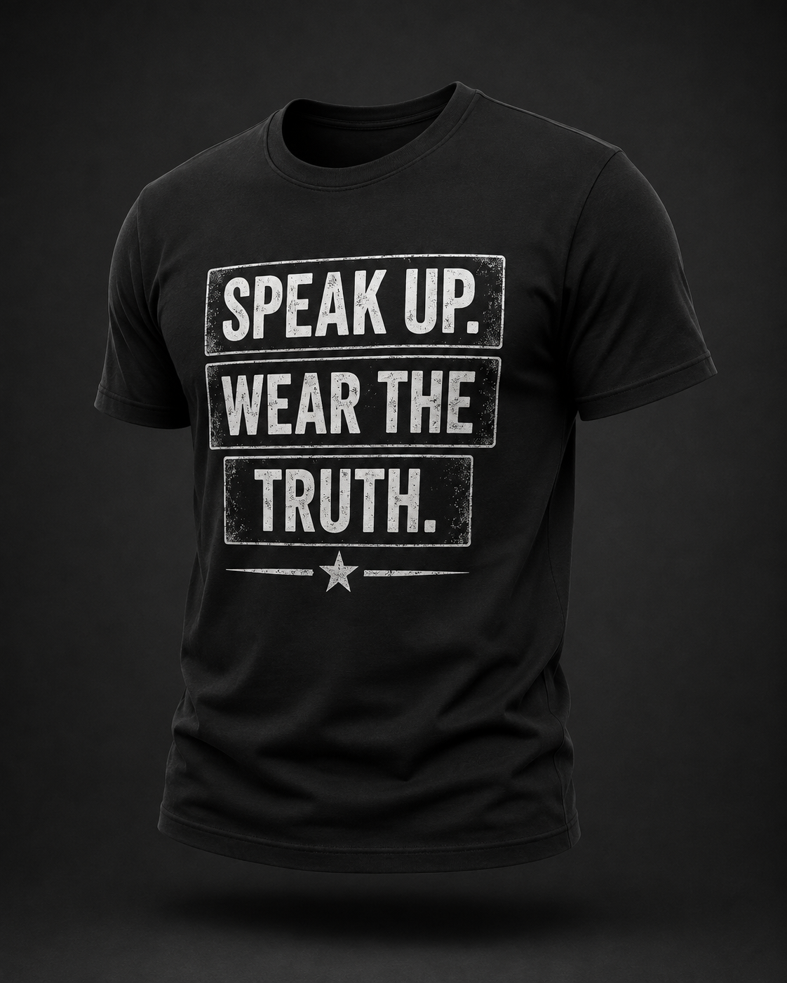 Speak Up. Wear the Truth.™ Tactical Distressed Tee - Dark
