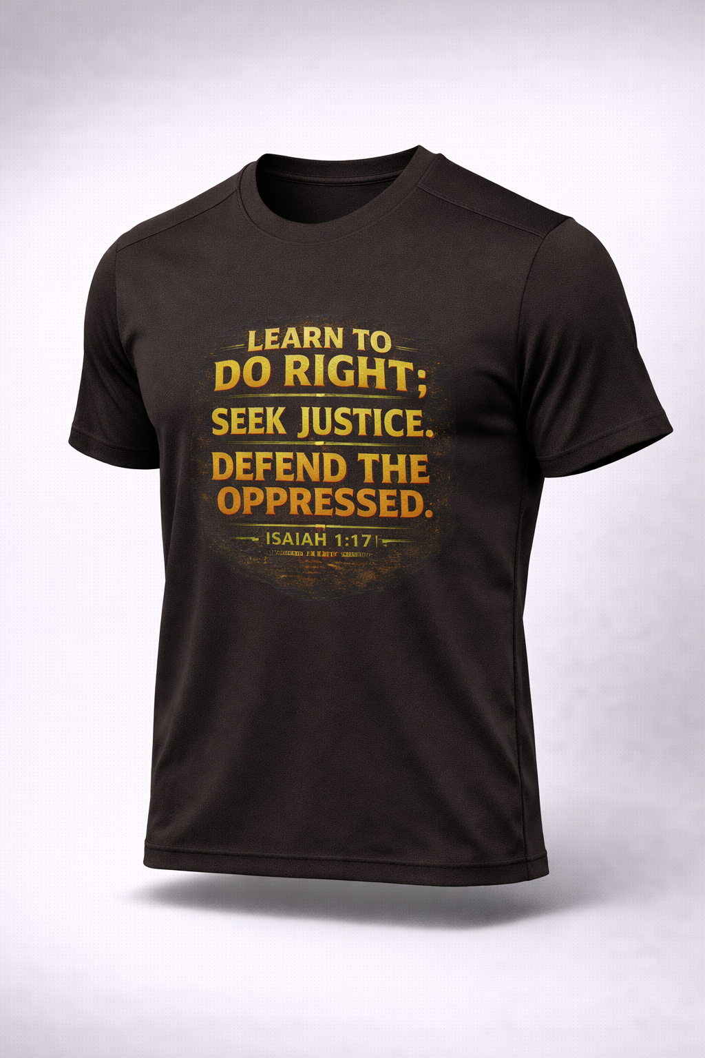 Learn to Do Right. Seek Justice. Defend the Oppressed.™ Men's T-Shirt | Isaiah 1:17