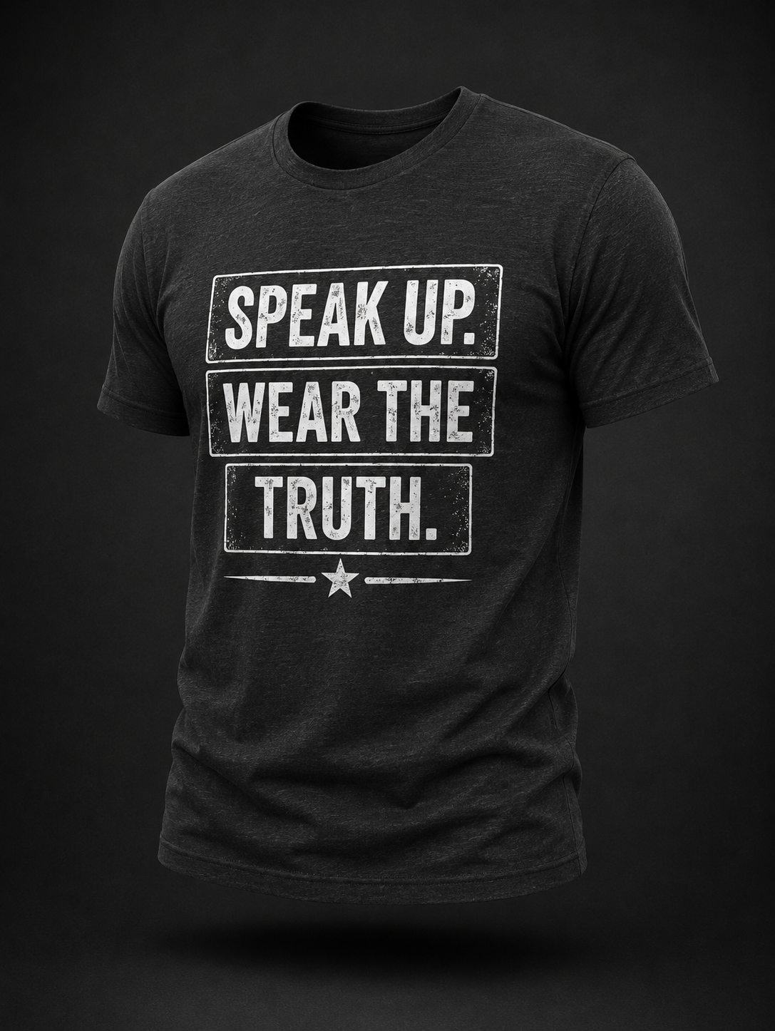 Speak Up. Wear the Truth.™ Tactical Distressed Tee - Dark
