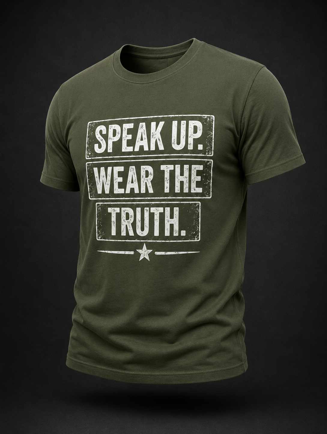 Speak Up. Wear the Truth.™ Tactical Distressed Tee - Dark