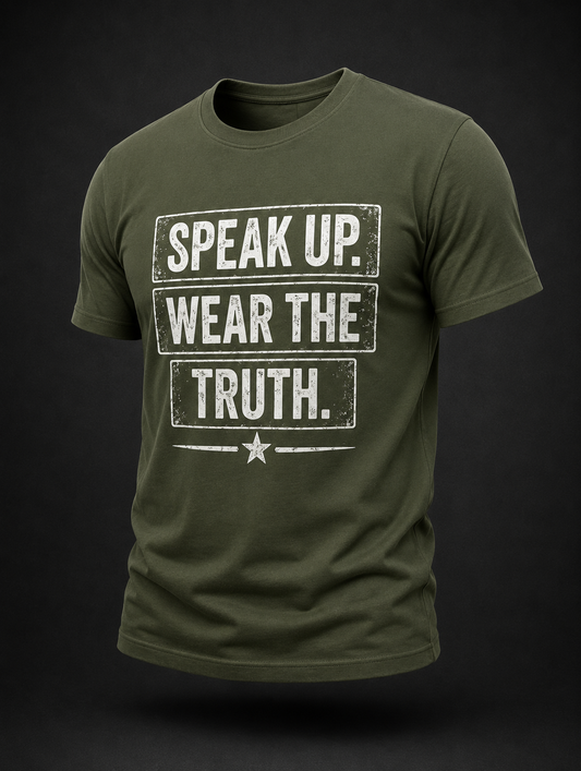 Speak Up. Wear the Truth.™ Tactical Distressed Tee - Dark