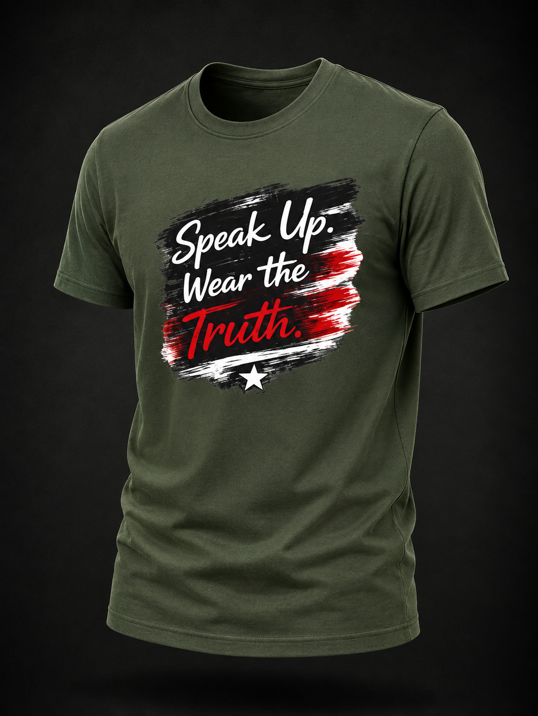 Speak Up. Wear the Truth. — Brushstroke Truth Tee - Dark