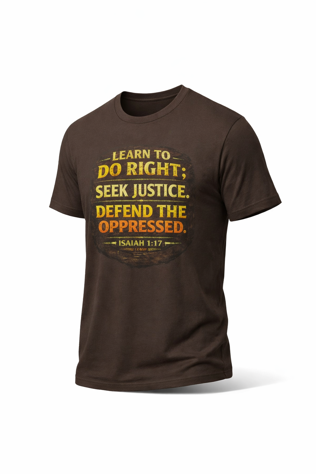Learn to Do Right. Seek Justice. Defend the Oppressed.™ Men's T-Shirt | Isaiah 1:17
